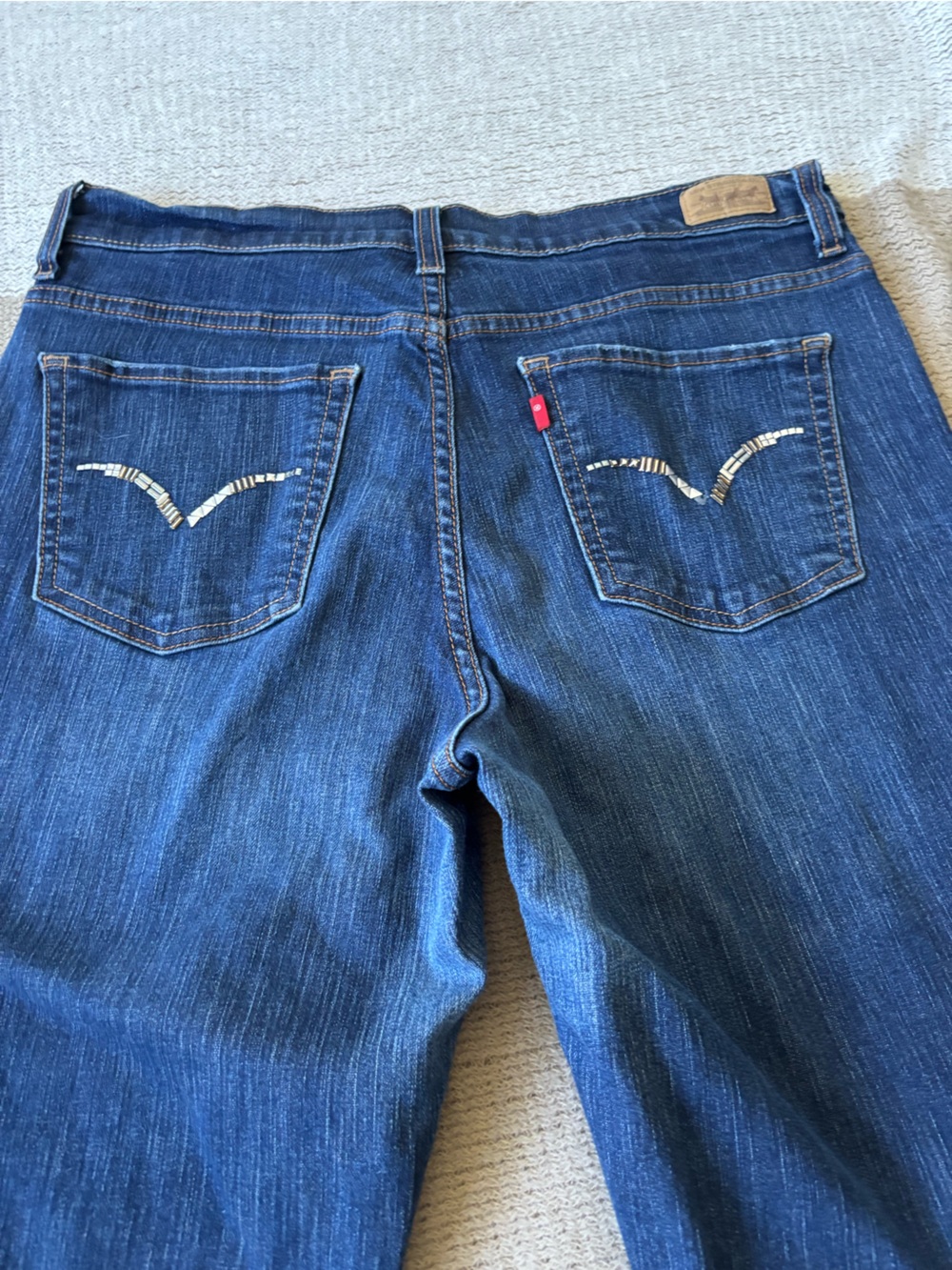 Levi's 512 Women’s Dark Blue Straight Leg Jeans with Pocket Bling Detail